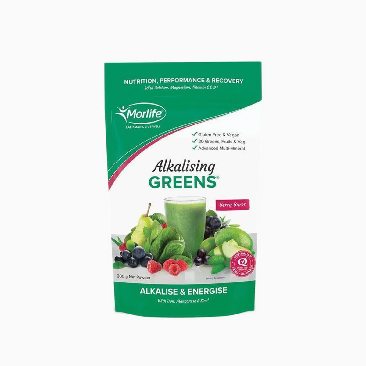 Morlife Alkalising Greens® Berry Burst 200g