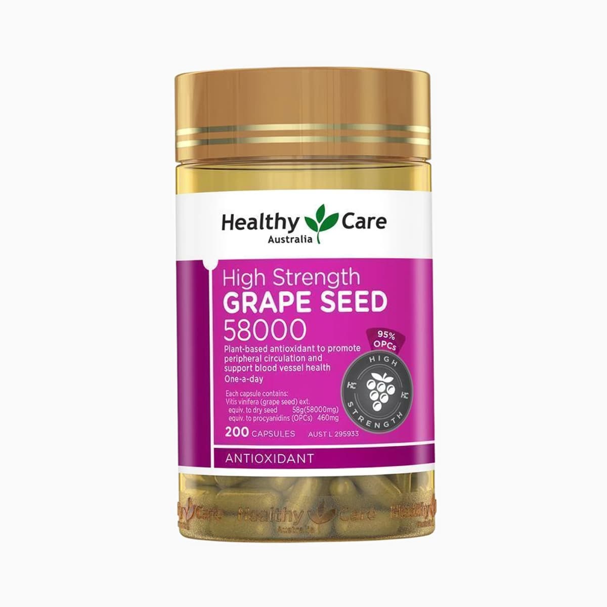 Healthy Care High Strength Grape Seed 58000 200 Capsules