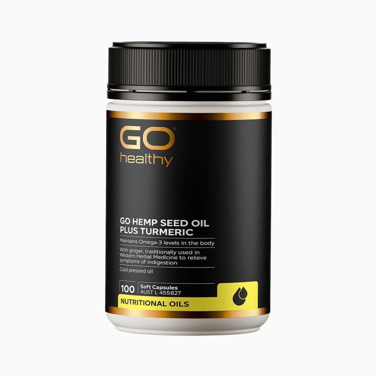 GO Healthy Hemp Seed Oil Plus Turmeric 100 Soft Capsules
