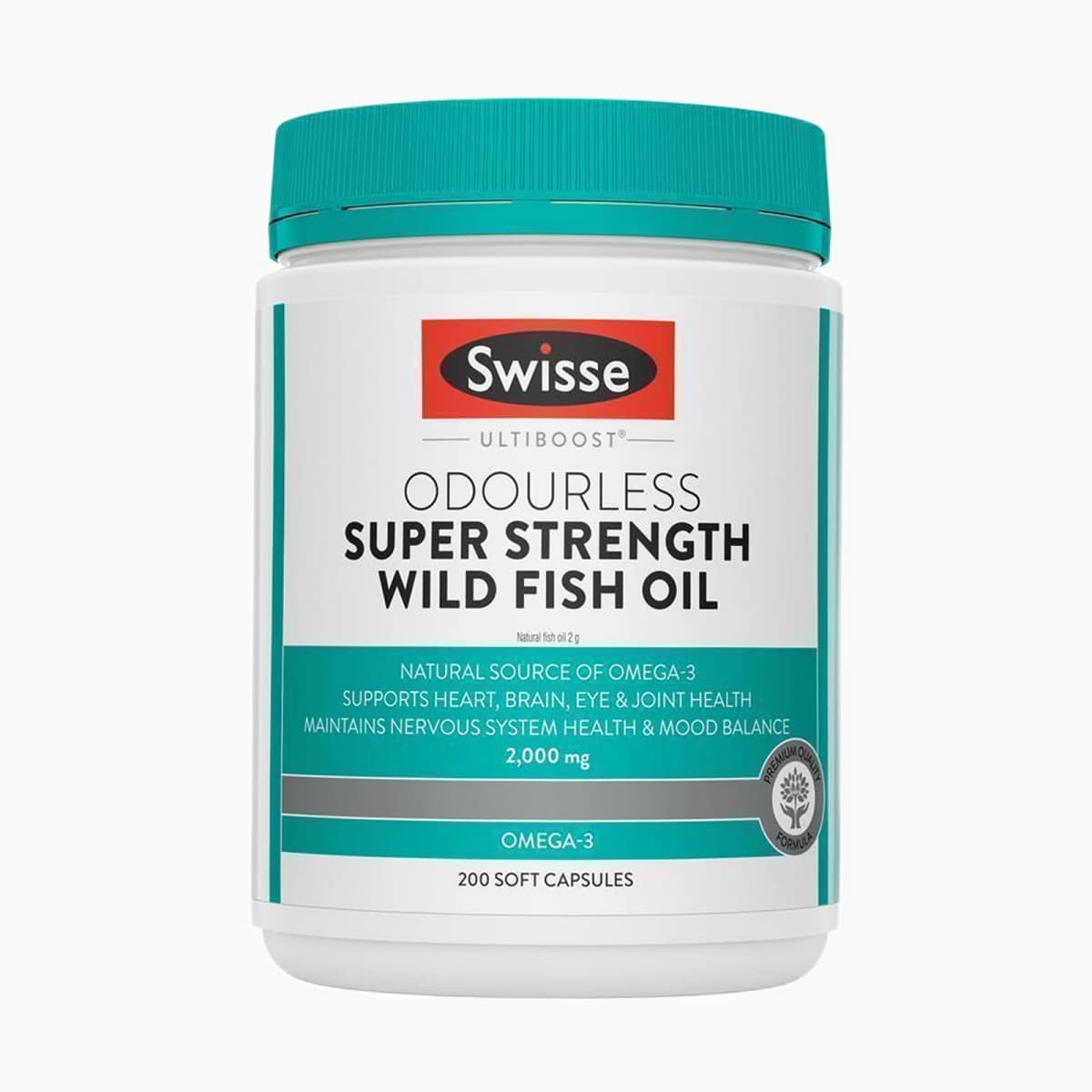 Swisse Ultiboost Odourless Super Strength Wild Fish Oil 2000mg 200 Capsules
