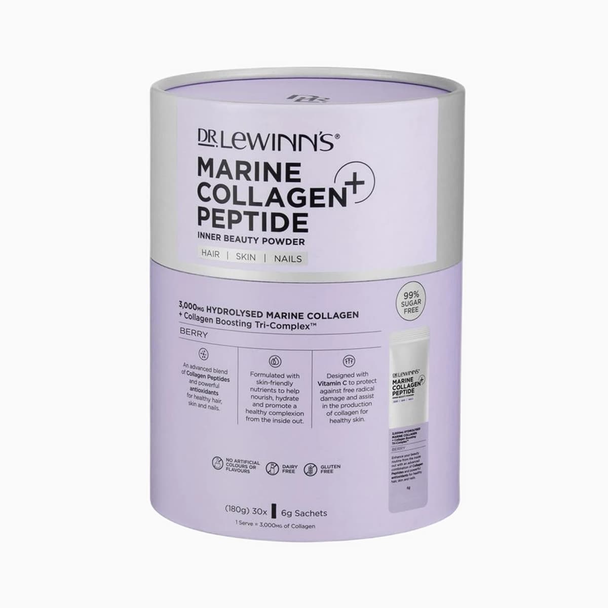 Dr. LeWinn's Marine Collagen Peptide Inner Beauty Berry Powder 30 x 6g