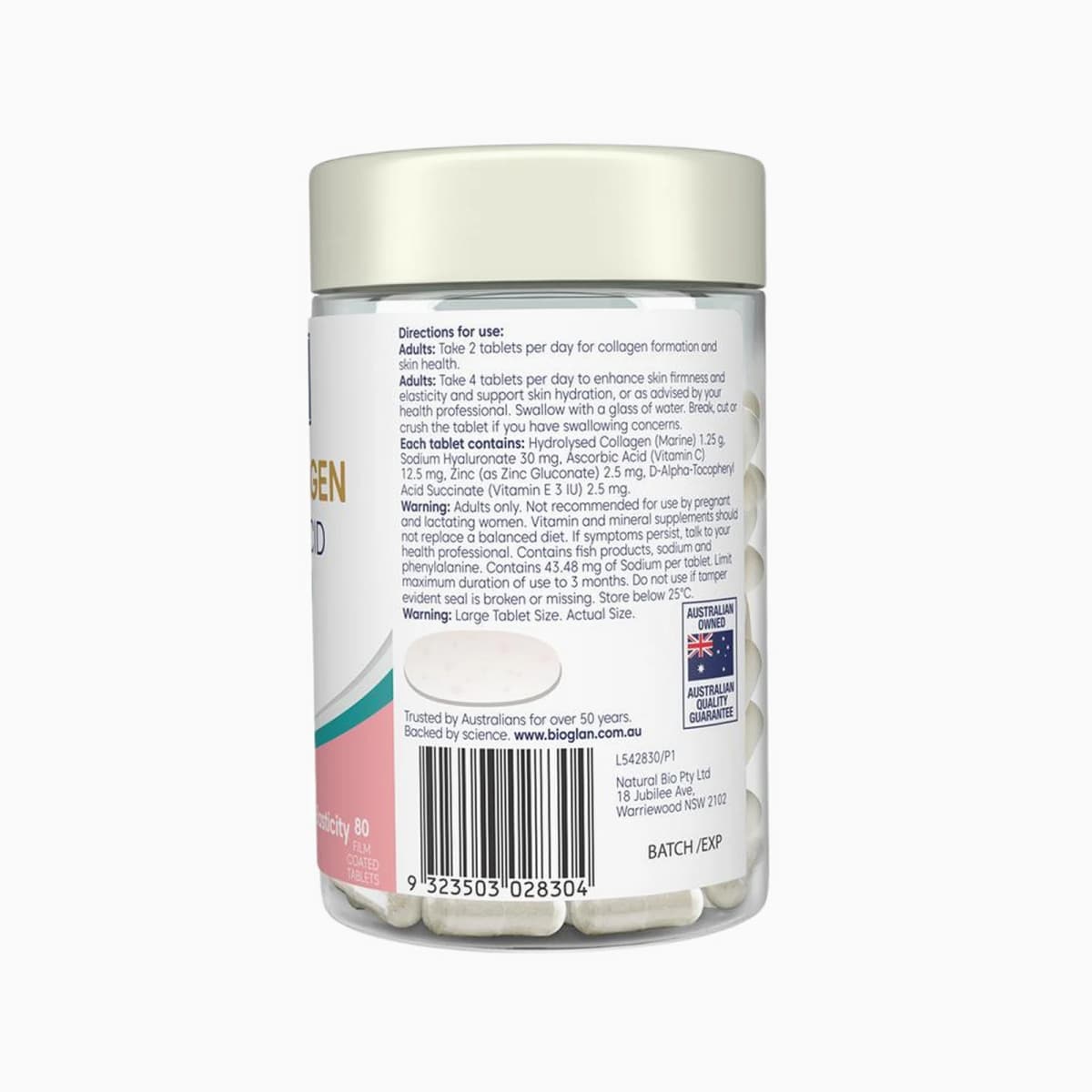 Bioglan Marine Collagen + Hyaluronic Acid 80 Tablets